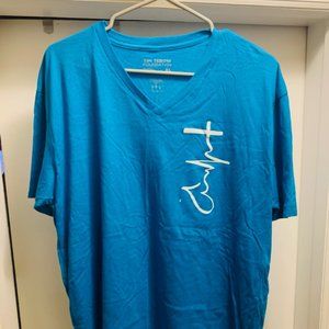 Tim Tebow Foundation V-Neck Tee Shirt Men's XL Blue